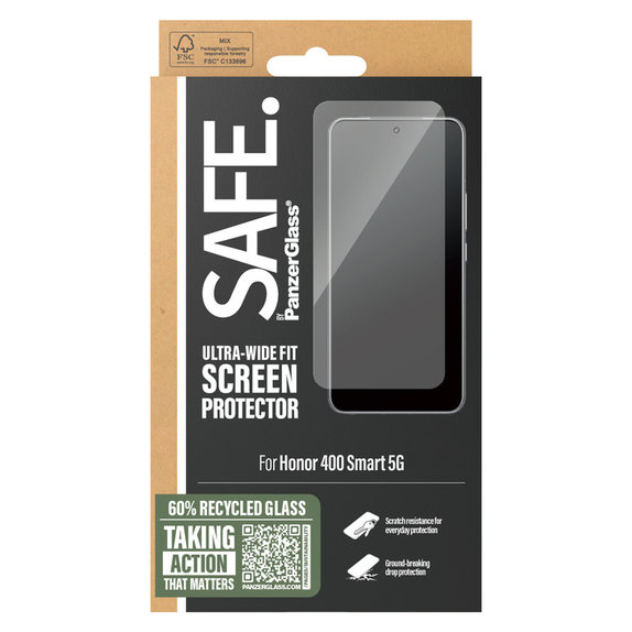 Закалено стъкло UWF за Honor 400 Smart, Черно, SAFE by PanzerGlass