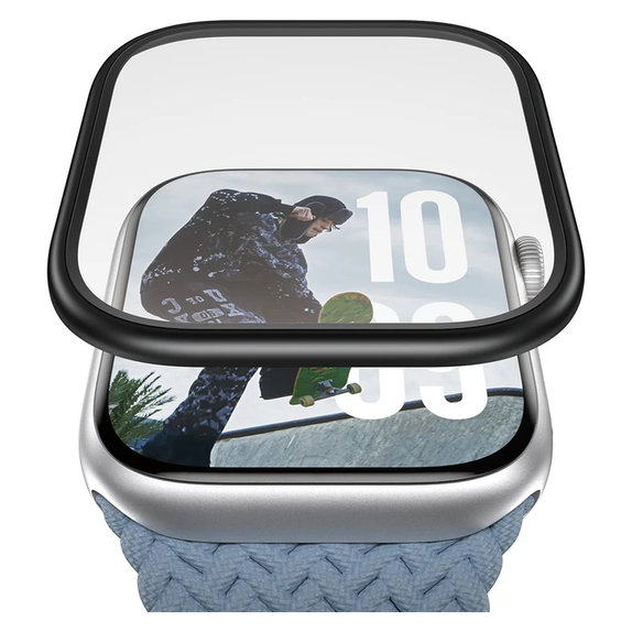 Закалено стъкло UWF METALLIC за Apple Watch 11/10 42 mm, Черно, PanzerGlass