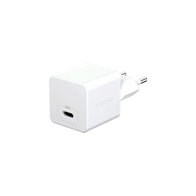 Пътен адаптер Grand Prix USB-C, GaN, 30 W PD, сребристо-бял, empower