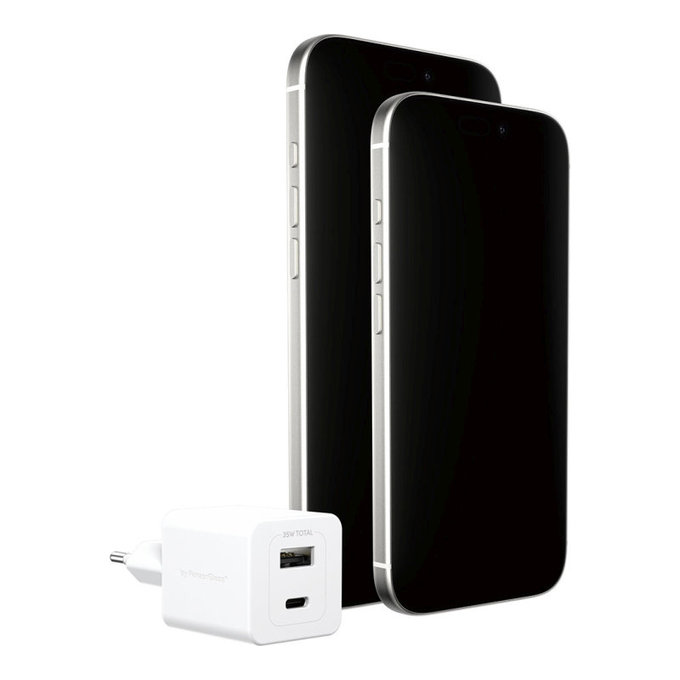 Пътен адаптер Grand Prix USB-C/USB-A, GaN, 35 W PD, сребристо-бял, empower