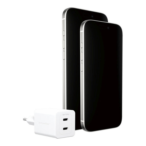 Пътен адаптер Grand Prix 2x USB-C, GaN, 45 W PD, Сребристо-бяло, empower