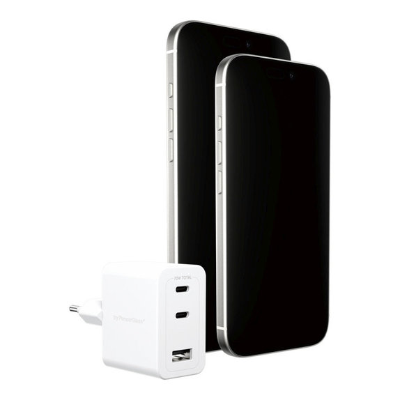 Пътен адаптер Grand Prix 2x USB-C/USB-A, GaN, 70 W PD, Сребристо-бяло, empower