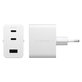 Пътен адаптер Grand Prix 2x USB-C/USB-A, GaN, 70 W PD, Сребристо-бяло, empower