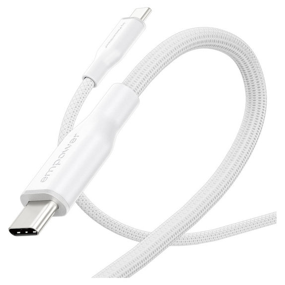 USB-C кабел, 60 W, Racing, 1,2 m, сребристо-бял, empower