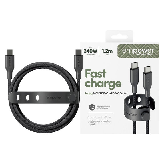 USB-C кабел, 240 W, Racing, 1, 2 m, Space Black, empower