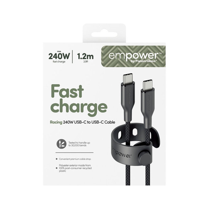 USB-C кабел, 240 W, Racing, 1, 2 m, Space Black, empower