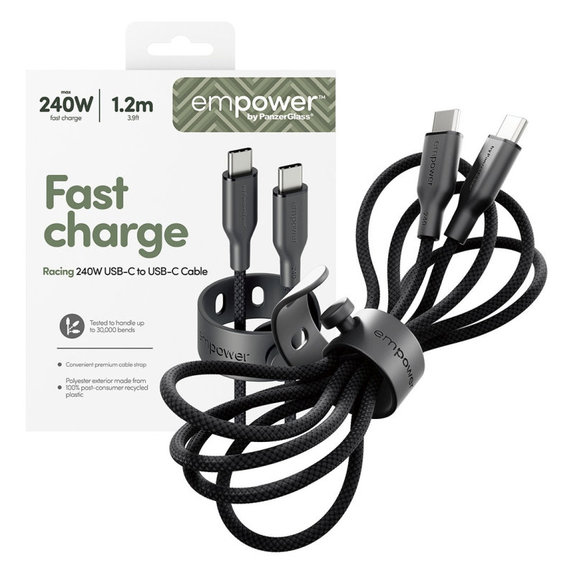 USB-C кабел, 240 W, Racing, 1, 2 m, Space Black, empower