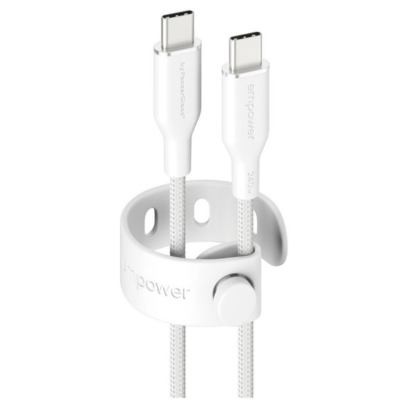 USB-C кабел, 240 W, Racing, 1,2 m, сребристо-бял, empower