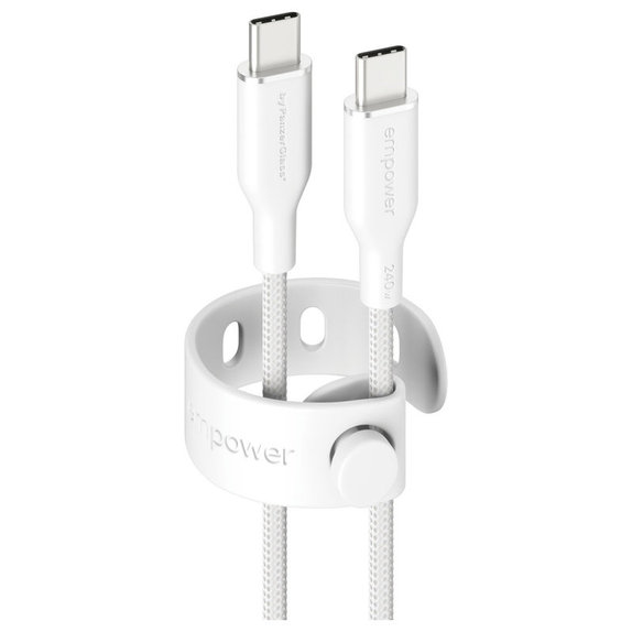 USB-C кабел, 240 W, Racing, 2 m, Сребристо-бяло, PanzerGlass