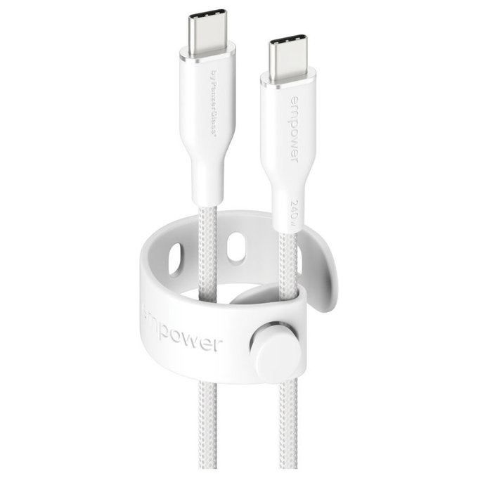 USB-C кабел, 240 W, Racing, 2 m, Сребристо-бяло, PanzerGlass