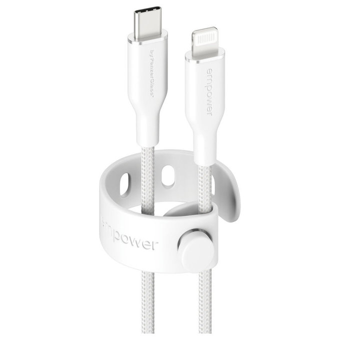 USB-C/Lightning кабел, 60 W, Racing, 1, 2 m, Сребристо-бяло, PanzerGlass