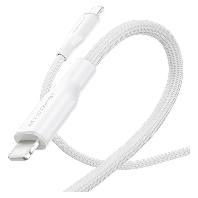 USB-C/Lightning кабел, 60 W, Racing, 1, 2 m, Сребристо-бяло, PanzerGlass