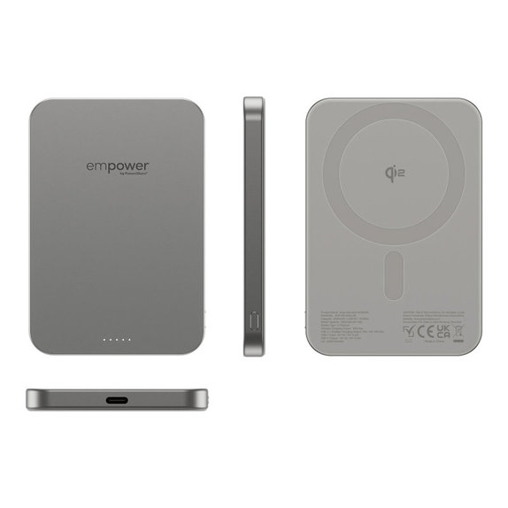 Безжичен PowerBank 5000 mAh, 20 W, съвместим с MagSafe, Qi2/USB-C, Титан, empower