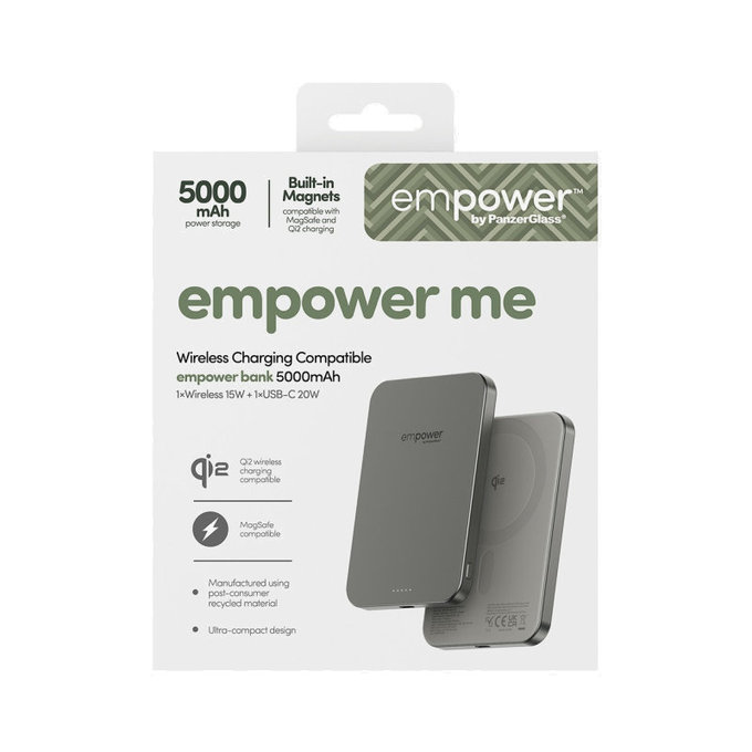 Безжичен PowerBank 5000 mAh, 20 W, съвместим с MagSafe, Qi2/USB-C, Титан, empower