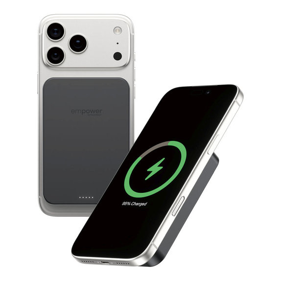 Безжичен PowerBank 10000 mAh, 20 W, съвместим с MagSafe, Qi2/USB-C, Space Black, empower