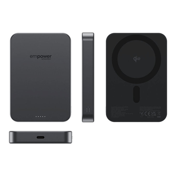 Безжичен PowerBank 10000 mAh, 20 W, съвместим с MagSafe, Qi2/USB-C, Space Black, empower
