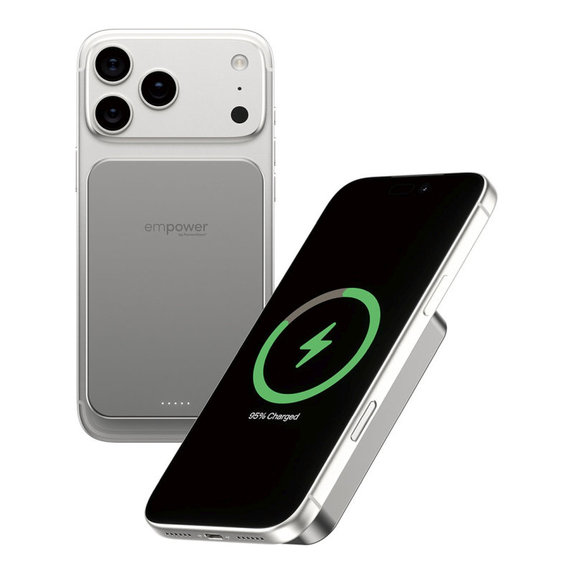 Безжичен PowerBank 10000 mAh, 20 W, съвместим с MagSafe, Qi2/USB-C, Титан, empower
