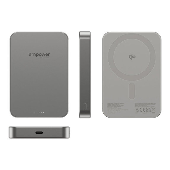 Безжичен PowerBank 10000 mAh, 20 W, съвместим с MagSafe, Qi2/USB-C, Титан, empower