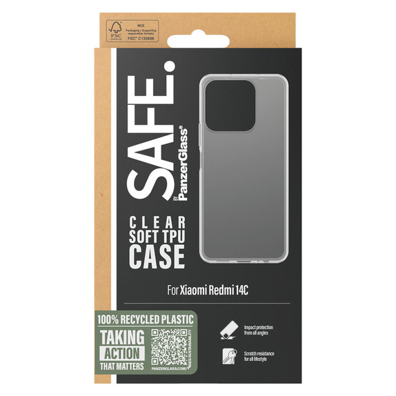 Калъф TPU за Xiaomi Redmi 14C, Прозрачно, SAFE by PanzerGlass