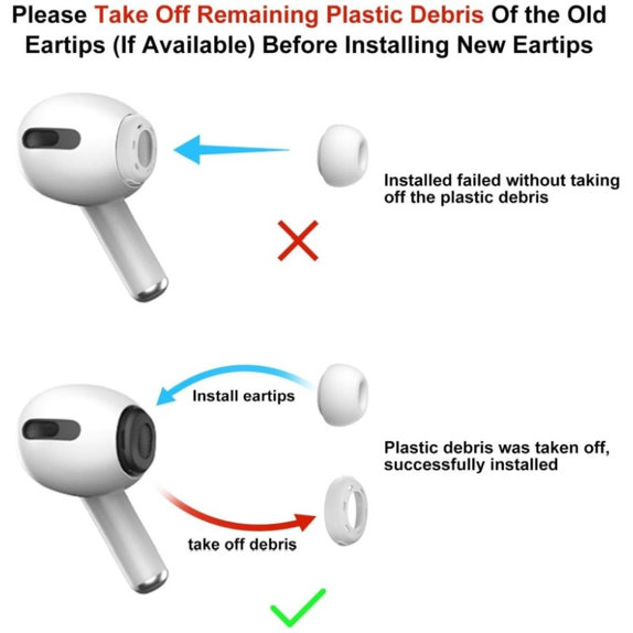 Резервни силиконови накрайници за Apple AirPods 3 Pro, комплект 3 бр. (L, M, S), Бял
