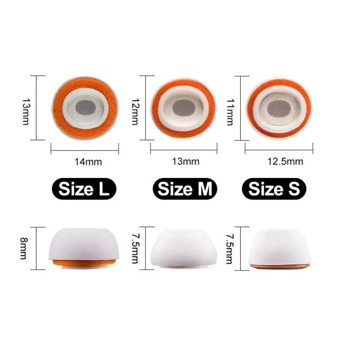 Резервни силиконови накрайници за Apple AirPods 3 Pro, комплект 3 бр. (L, M, S), Бял