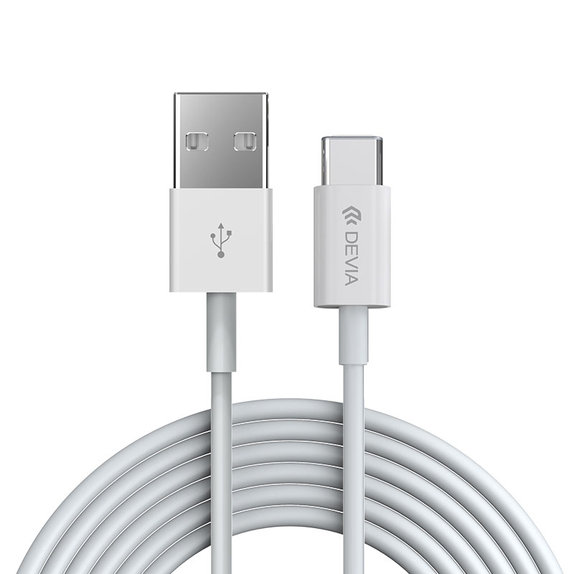Кабел USB / USB-C Smart, 2.1A, 2m, бял, Devia