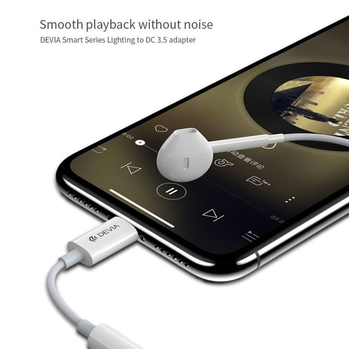 Адаптер Smart 3,5mm Jack / Lightning, бял, Devia