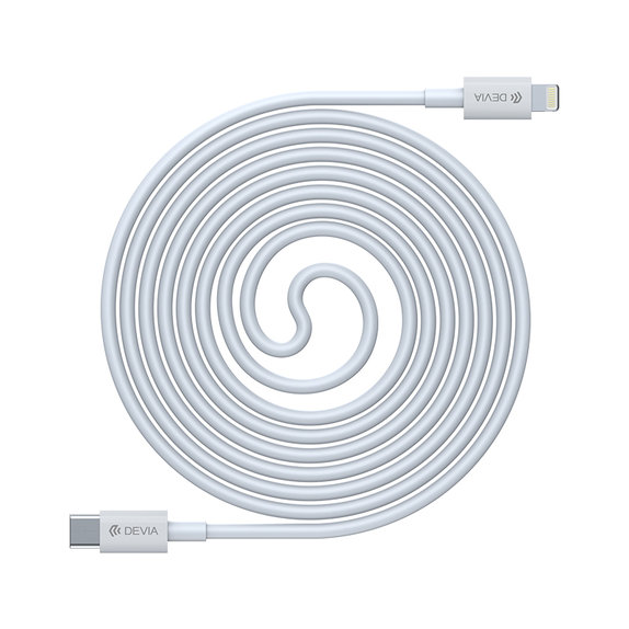 Кабел Lightning / USB-C Smart, PD 20W, 1m, бял, Devia