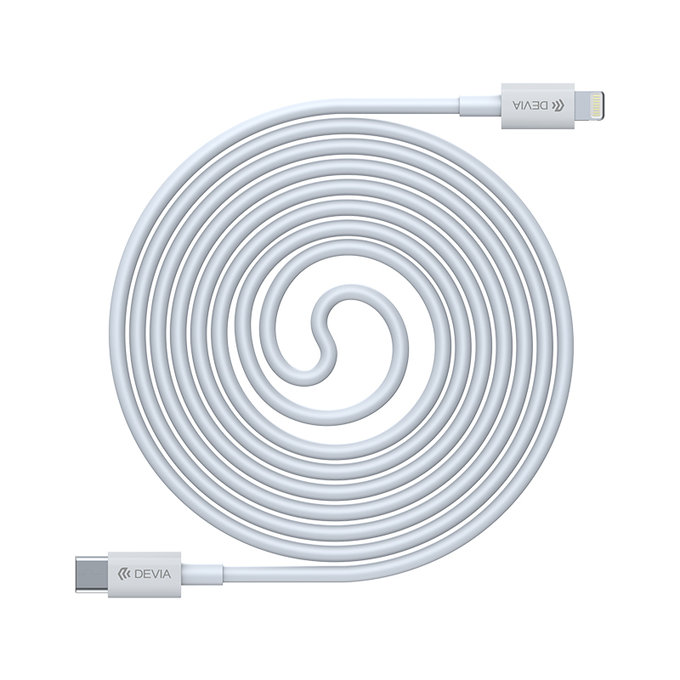 Кабел Lightning / USB-C Smart, PD 20W, 1m, бял, Devia