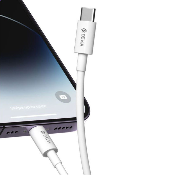 Кабел Lightning / USB-C Smart, PD 27W, 2m, бял, Devia