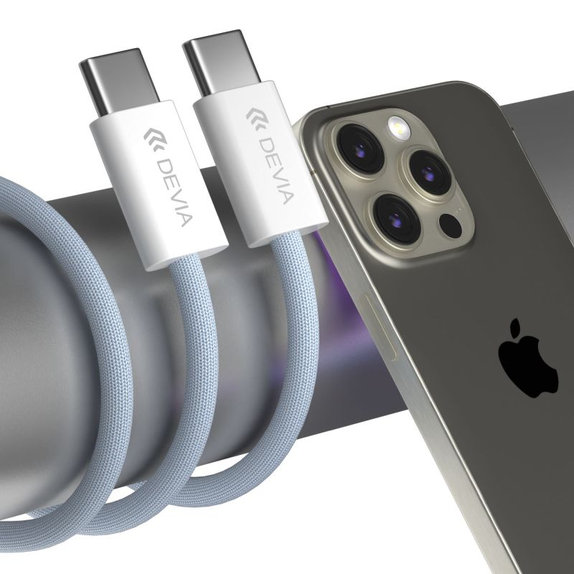 Кабел USB-C / USB-C Smart, PD 60W, 1m, бял, Devia