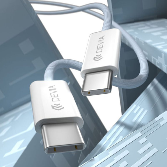 Кабел USB-C / USB-C Smart, PD 60W, 1m, бял, Devia