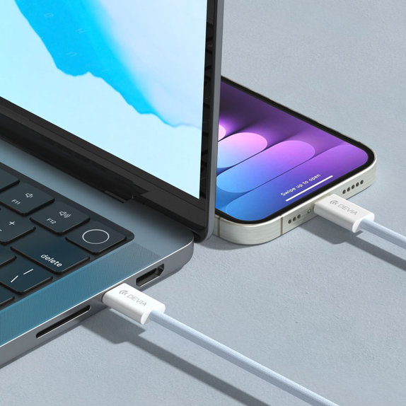 Кабел USB-C / USB-C Smart, PD 60W, 1m, бял, Devia
