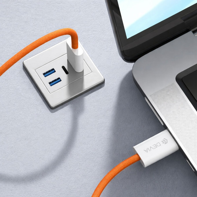 Кабел USB-C / USB-C Smart, PD 60W, 1m, оранжев, Devia