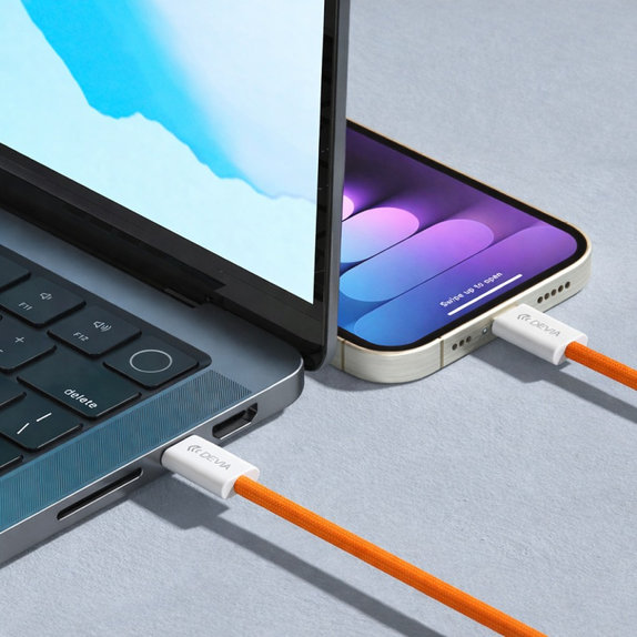 Кабел USB-C / USB-C Smart, PD 60W, 1m, оранжев, Devia