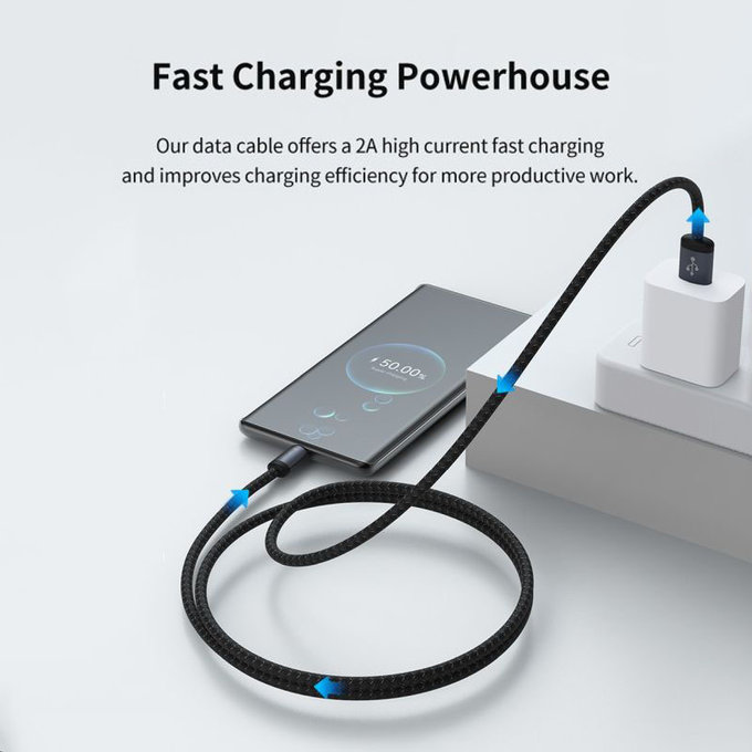 Кабел USB / USB-C Gracious, 2.1A, 2m, черен, Devia