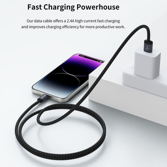 Кабел Lightning / USB Gracious, 2,4A, 2m, черен, Devia