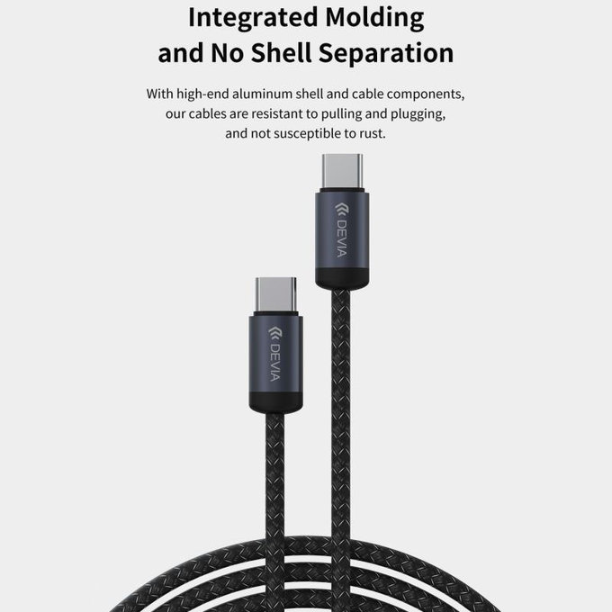 Кабел USB-C / USB-C Gracious, PD 60W, 2m, черен, Devia
