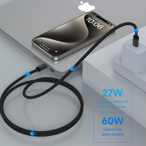 Кабел USB-C / USB-C Gracious, PD 60W, 2m, черен, Devia