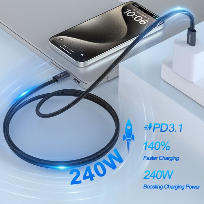 Кабел USB-C / USB-C Extreme Speed, PD 240W, 2m, черен, Devia