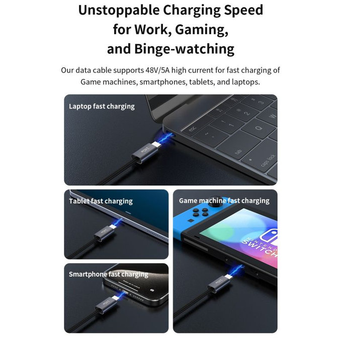 Кабел USB-C / USB-C Extreme Speed, PD 240W, 2m, черен, Devia