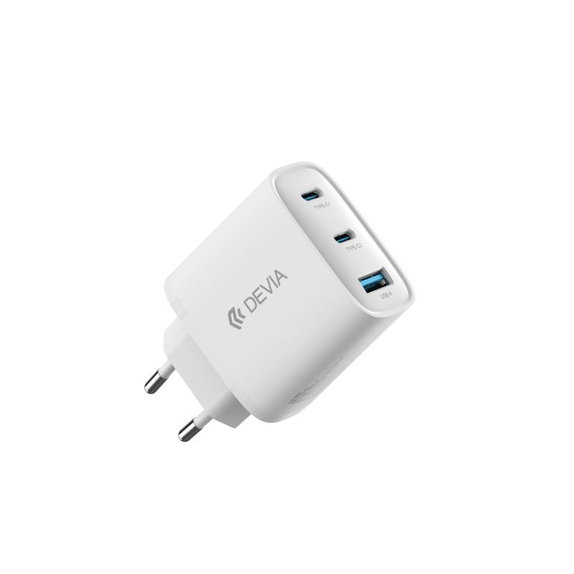 Зарядно Extreme Speed, 2x USB-C + USB-A, PD 65W, бяло, Devia