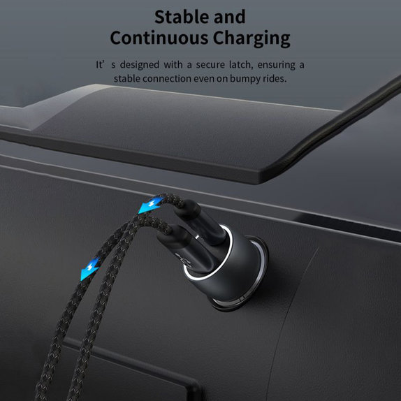 Автомобилно зарядно Extreme Speed USB-C + USB-A, PD 30W, QC 3.0 18W, сиво, Devia