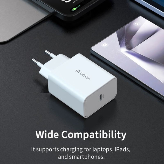 Зарядно Rocket USB-C, PD 45W, бяло, Devia