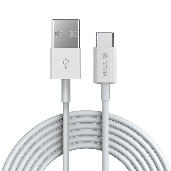 Кабел USB / USB-C Smart, 2.1A, 1m, бял, Devia