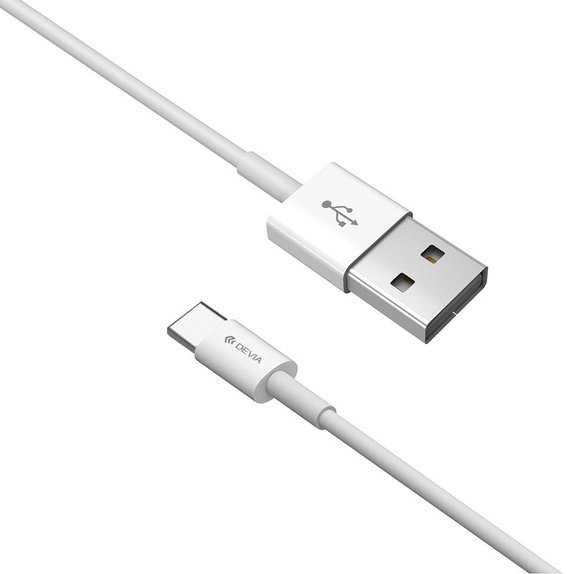 Кабел USB / USB-C Smart, 2.1A, 1m, бял, Devia