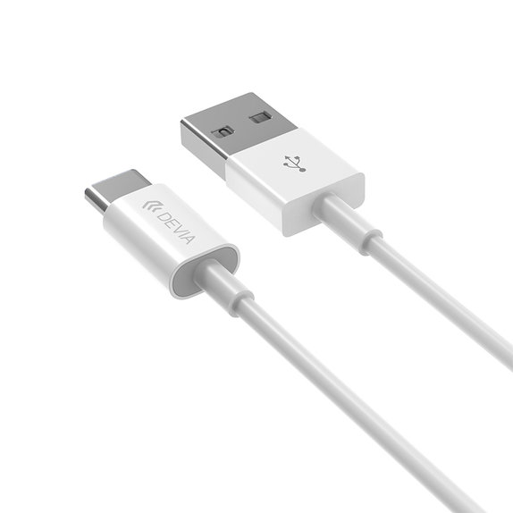 Кабел USB / USB-C Smart, 2.1A, 1m, бял, Devia