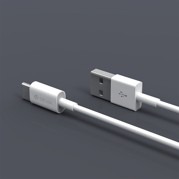 Кабел USB / USB-C Smart, 2.1A, 1m, бял, Devia