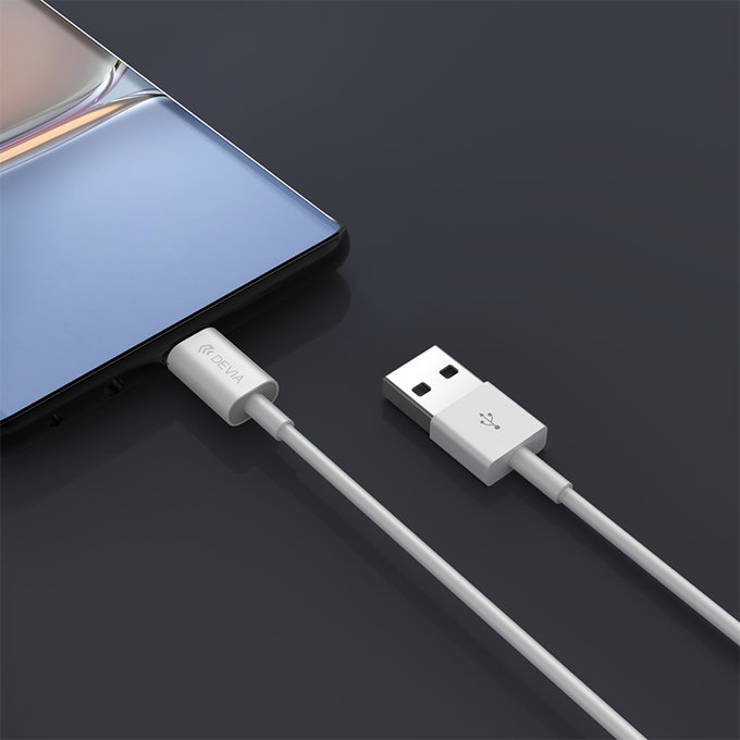 Кабел USB / USB-C Smart, 2.1A, 1m, бял, Devia