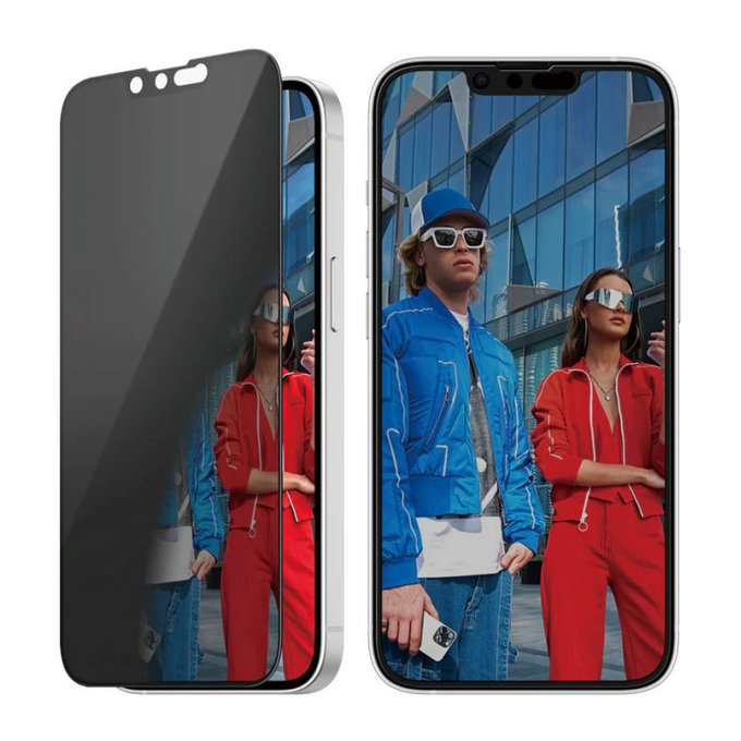 Закалено стъкло UWF Privacy за iPhone 17e/16e/14/13/13 Pro, Черно, PanzerGlass